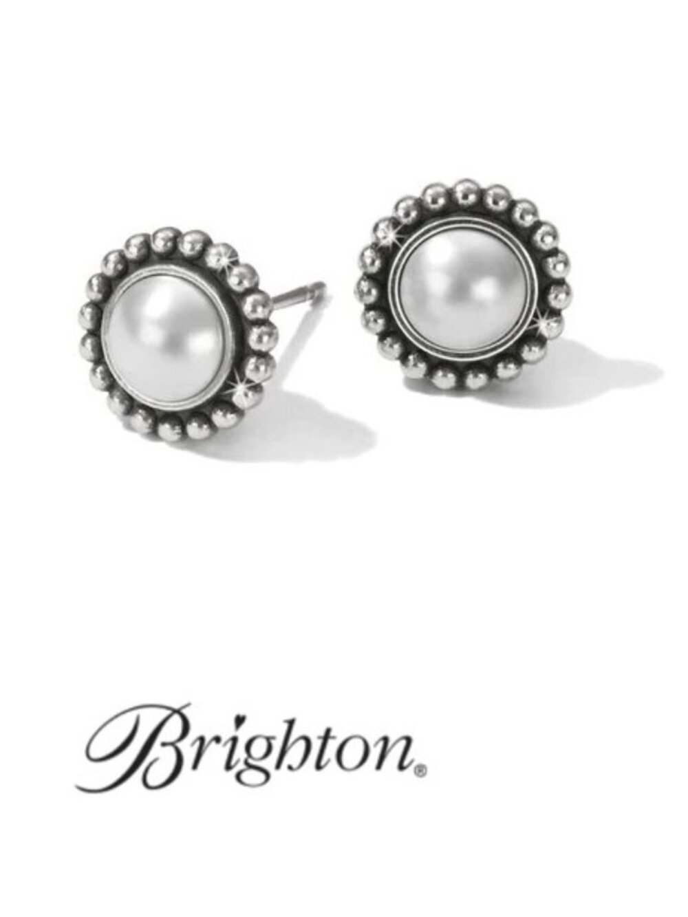 Mini pearl silver bead stud earrings